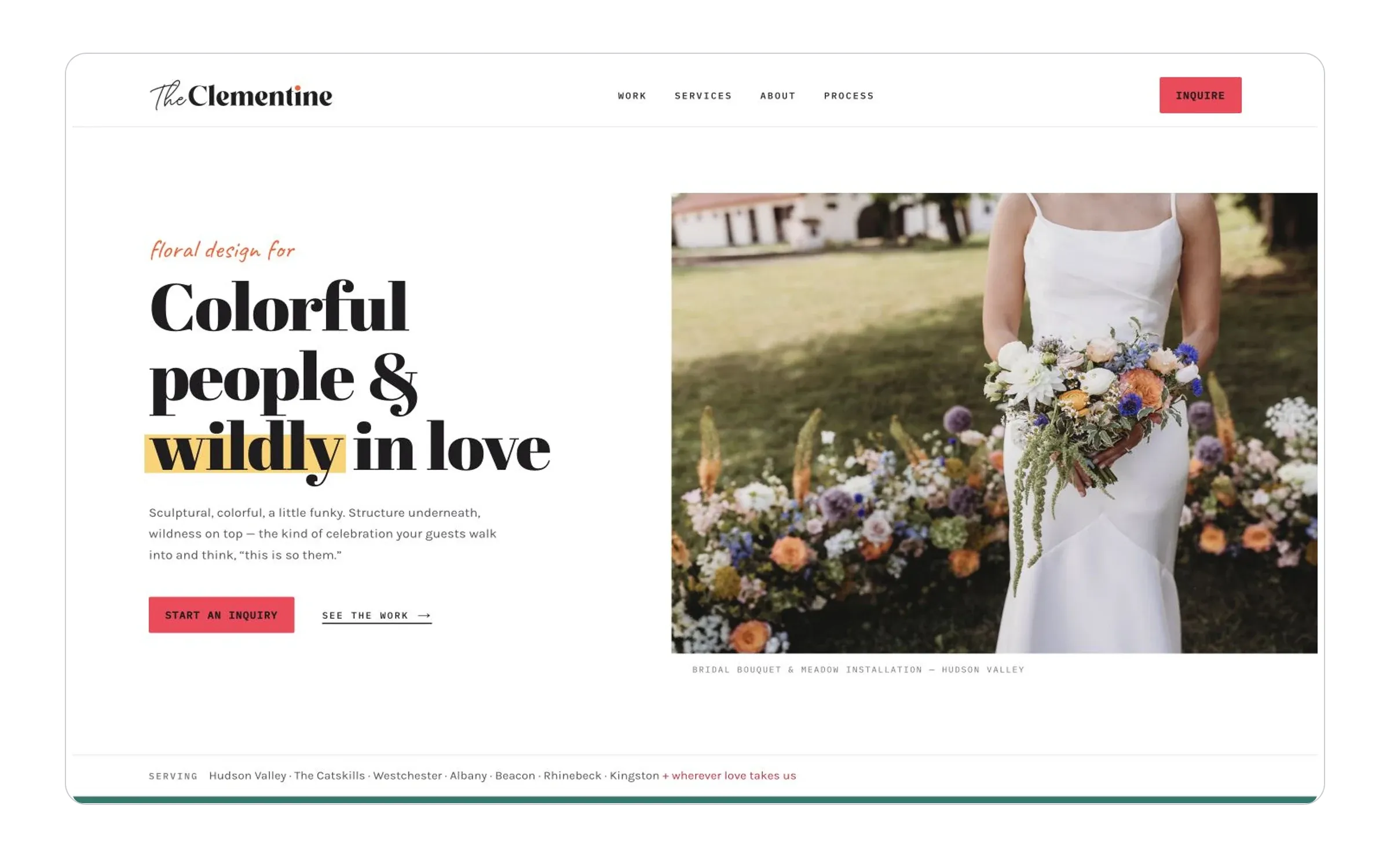 The Clementine floral design studio website on desktop and mobile